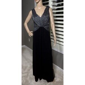 SANGRIA Size 12 Evening Gown Black SilverTop SZ 12 Formal Prom Stretchy Maxi